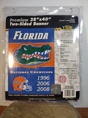 Florida Gators CHAMP 1996 2006 2008 DOUBLE SIDED 28 x 40 BANNER ! VINTAGE DESIGN Cover