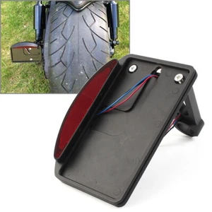 LED Side Mount License Plate Tail Brake Light For Harley Dyna Softail FX Custom - Picture 1 of 11