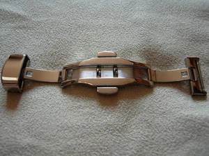 POUR BRACELET DE 16 mm BOUCLE DEPLOYANTE de 14 mm "PAPILLON" ACIER à POUSSOIRS - Picture 1 of 5