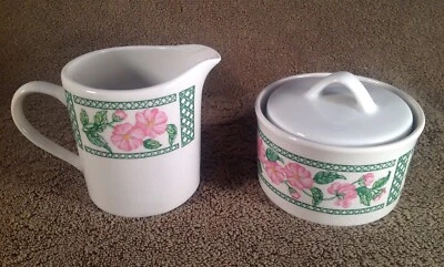 Farberware Fine China Cream & Sugar Bowl Set #3059 Botanica, ¡Excelente! Foto 1 de 4