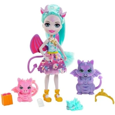 MATTEL ENCHANTIMALS Deanna Family with Dragons Doll Toy GYJ09