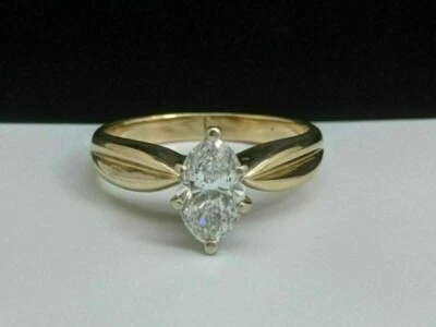 Fede nuziale solitario con diamanti marchesa da 2,50 CT creata in laboratorio... - Immagine 1 di 4