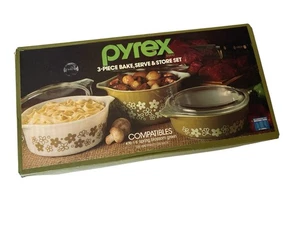 Vintage Pyrex New In Box Spring Blossom Green Set 3 pcs. NEVER USED - Picture 1 of 9