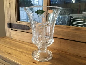 1980s Godinger Shannon Irish Crystal Palm 1-Piece Open Hurricane Vase (VNWT) - Bild 1 von 6