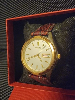 Vintage SEIKO Men’s GOLD Plated 38MM Presidential Day-Date Watch NEW Battery - Image 1 of 4