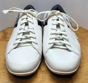 Hugo Boss Herren Saturn Niedrig Turnschuhe Leder Weiß Größe 11 US - Bild 1 von 17