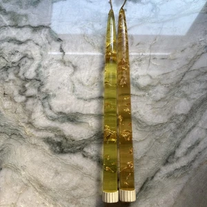 Paar 2 MCM LUCITE KERZEN Goldflecken 12" ** Lesen - Bild 1 von 10