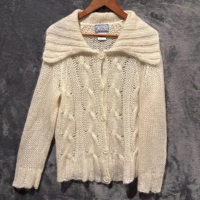 April Cornell Suéter Crema Mujer Mediano/Grande Mantón Cuello Cable Tejido Cárdigan Foto 1 de 4