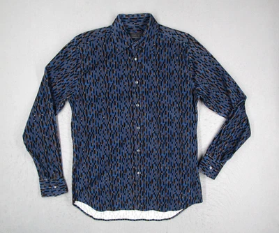 Camisa vintage Prada para hombre 40 15,5 azul pana abotonada frente a presión Y2K Foto 1 de 4