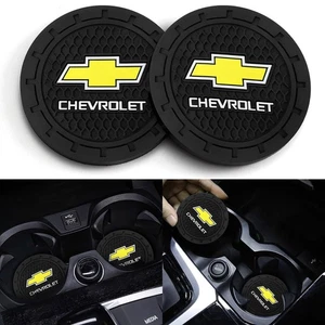 2 Pack Cup Mat Car Drink Holder Insert Silicone Coaster Set for Chevrolet Chevy - Picture 1 of 3