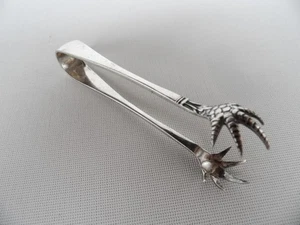 Antique 1911 Thomas Bradbury Sheffield England Sterling Silver Claw Sugar Tongs - Picture 1 of 7