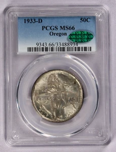 1933-D Oregon Trail Commemorative Half Dollar 50C PCGS & CAC MS 66 - Picture 1 of 3