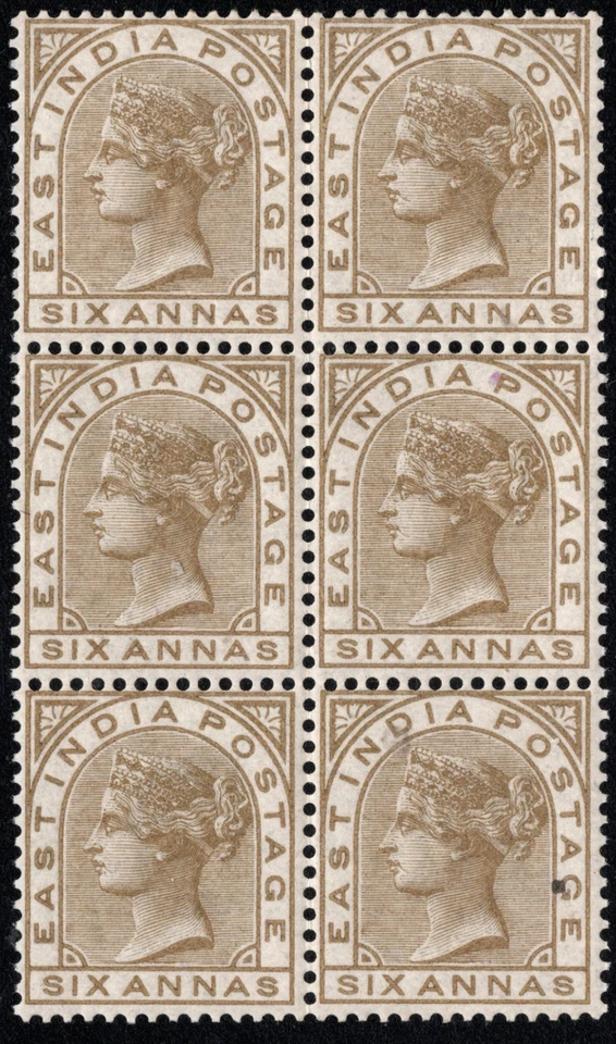 INDIA QV 1876 BLOQUE 6 AN MNH - 6 SC#A14/33/BISTER/WMK CABEZA DE ELEFANTE/CV $60 Foto 1 de 4