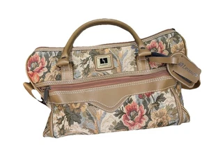 LEISURE BRAND FLORAL TAPESTRY DUFFLE BAG CARRY ON TRAVEL BAG LUGGAGE VINTAGE - Picture 1 of 12