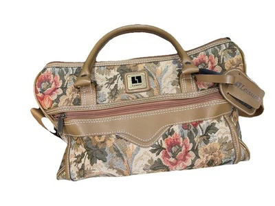 BOLSO DE LONA TAPIZ FLORAL MARCA DE OCIO BOLSA DE VIAJE EQUIPAJE DE COLECCIÓN Foto 1 de 4