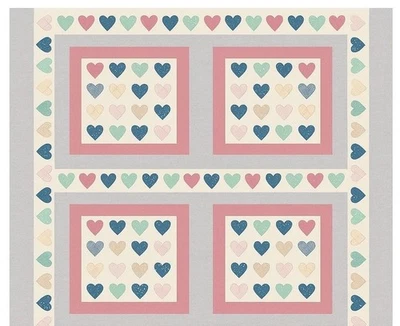 Panel de tela edredón corazón vintage 36x44” algodón hágalo usted mismo acolchado superior almohada artesanal Foto 1 de 4