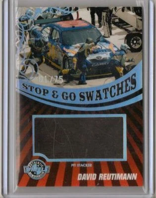 2009 WHEELS DAVID REUTIMANN STOP & GO SWATCHES PIT STACKERS #01/75 - RARE R/U #1 - Image 1 of 2