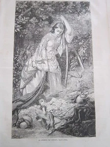 Gravure 1864 - Le sommeil de l'enfant d'après E. Hicks - Picture 1 of 1