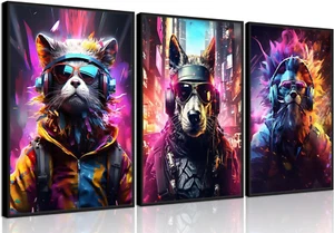 Game Room Decor Gaming Posters Video Game Wall Art Prints Set of 3 Cool Cyberpun - Picture 1 of 9