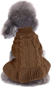 Small Dog Sweaters Knitted Pet Cat Sweater Warm Dog Sweatshirt Dog Winter Clothe - Picture 1 of 12