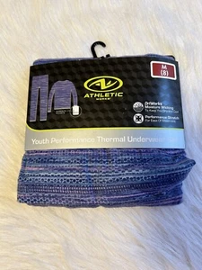 Athletic Works Thermal Underwear Set Girl’s Size M (8) Purple Thumbholes Pajamas - Picture 1 of 5