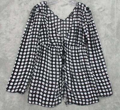 Blusa Sombra de Ojos Mujer XL Lunares Botón Transparente Flyaway Frontal Retro Y2K Años 90 Foto 1 de 4