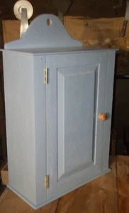 Shaker-style raised panel hanging cabinet, painted gray. - Picture 1 of 5