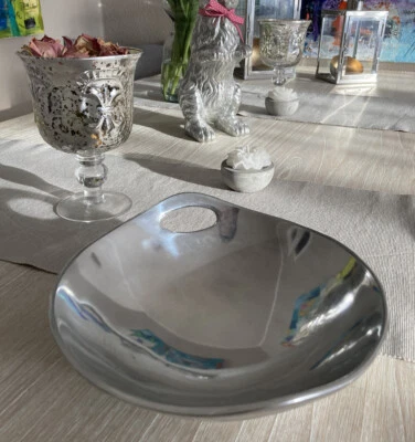 Edle Design Deko Schale Silber Aluminium Aluschale Obstschale Poliert Sylt  - Bild 1 von 4