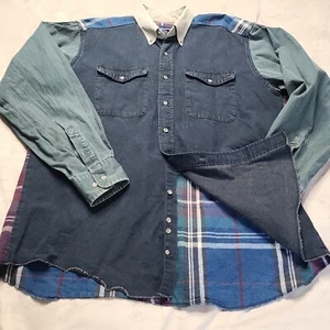 Camisa De Colección EE. UU. Wrangler 17.5-36 Desgastada Brushpopper L/S Western 90 Bloques de Color  - Imagen 1 de 19