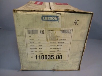 LEESON C6T17FB2D 1725 RPM D56 TEFC 3PH MOTOR 1HP 110035.00 - Image 1 of 4