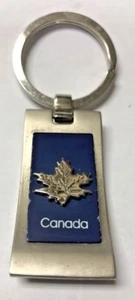 Canada Maple Leaf Blue Metal Key Chain Key Ring Keychains - Picture 1 of 4