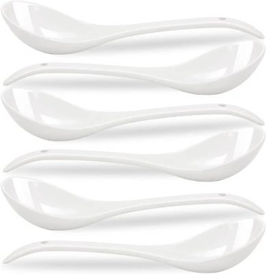Porcelain Mini Ladles, 9 Inch Large Soup Spoons, 6 Pieces Premium White Ladles f - Imagem 1 de 4