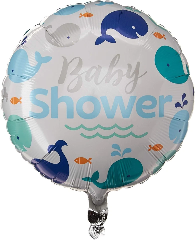 Lil Spout Blue Whale Animal Boy Baby Shower Party Decoration 18" Mylar Balloon - Image 1 of 1