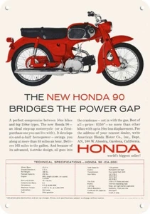 1964 HONDA 90 Motorcycle DECORATIVE REPLICA METAL SIGN - Picture 1 of 1
