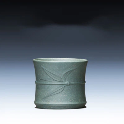 Taza de té Puer Tea Real Yixing Zisha marcada bambú relieve taza maestra de té China Foto 1 de 4