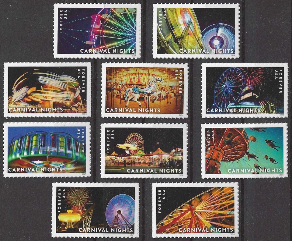 USA Sc. 5855-64 (F) Carnival Nights 2024 MNH 10 singles - Image 1 of 1