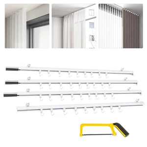 Curtain Track w/ Hooks 9ft-12ft Aluminium Ceiling Mount Curtain Tracks Scalable - Picture 1 of 12