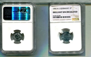 1981 A EAST GERMANY 1 PFENNIG NGC BRLLIANT UNCIRCULATED 9289S - Picture 1 of 1