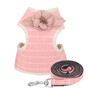 Perfect Soft Breathable Cloth Puppy Vest Step In Dog Walking Harness and Leash - Picture 1 of 12