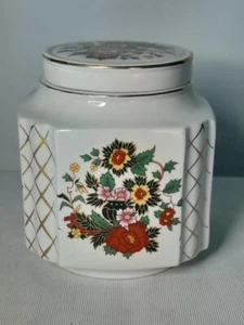 Tarro con tapa floral Sadler of England 5,1" 13 cm de alto 4,5" 11,5 cm cuadrado - Imagen 1 de 7