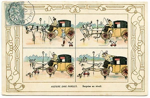 HUMOR. HUMOR. GESCHICHTE OHNE WORTE. ÜBERRASCHUNG BEIM WECKEN. PFERD. PFERD - Bild 1 von 1