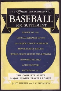 OFFICIAL ENCYCLOPEDIA OF BASEBALL 1952 SUPPLEMENT REVIEW AND RECORDS OF 1951 - Picture 1 of 6