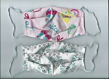 child's FACE MASKS cotton Pink Girly Flowers washable reversible HANDMADE in USA