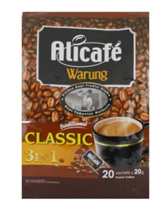 2 paquetes X 20 carteras ALICAFE CLASSIC 3 en 1 premezcla café granos HALAL - Imagen 1 de 5