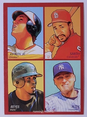 2009 UD Goudey 4-in-1 Red Ozzie Smith Derek Jeter Cal Ripken Jr Jose Reyes HOF - Image 1 of 2