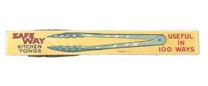 NOS Vintage SAFE WAY KITCHEN TONGS in Original Box 1950's Advertising Nice Cond - Picture 1 of 9