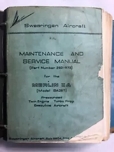 Swearingen Aircraft Merlin IIA Model SA26T Maintenance and Service Manual - Picture 1 of 12