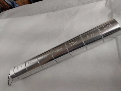 Waterproof Metal Pill Storage Stick Key Chain Organizer 7 Day  - Image 1 of 4