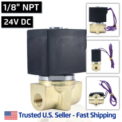 ATLANTIC VALVES 1/8" 24V DC Electric Brass Solenoid Valve Water Air Gas 24 Volt - FREE SHIPPING