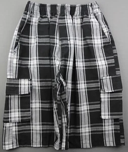 Boy's Niko Sportswear Cargo Shorts Pull On Plaid Black Gray Sz 2XL / 14 (26x9) - Picture 1 of 5